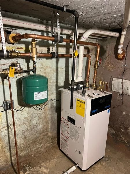 Elkridge MD Basement with new Laars boiler and green expansion tank 